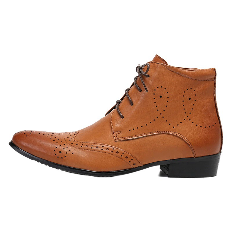 Модные ретро-Ботинки Челси, британские высокие воловьей кожи, модные ботинки Martin, мужские деловые мужские ботинки с резьбой, броги