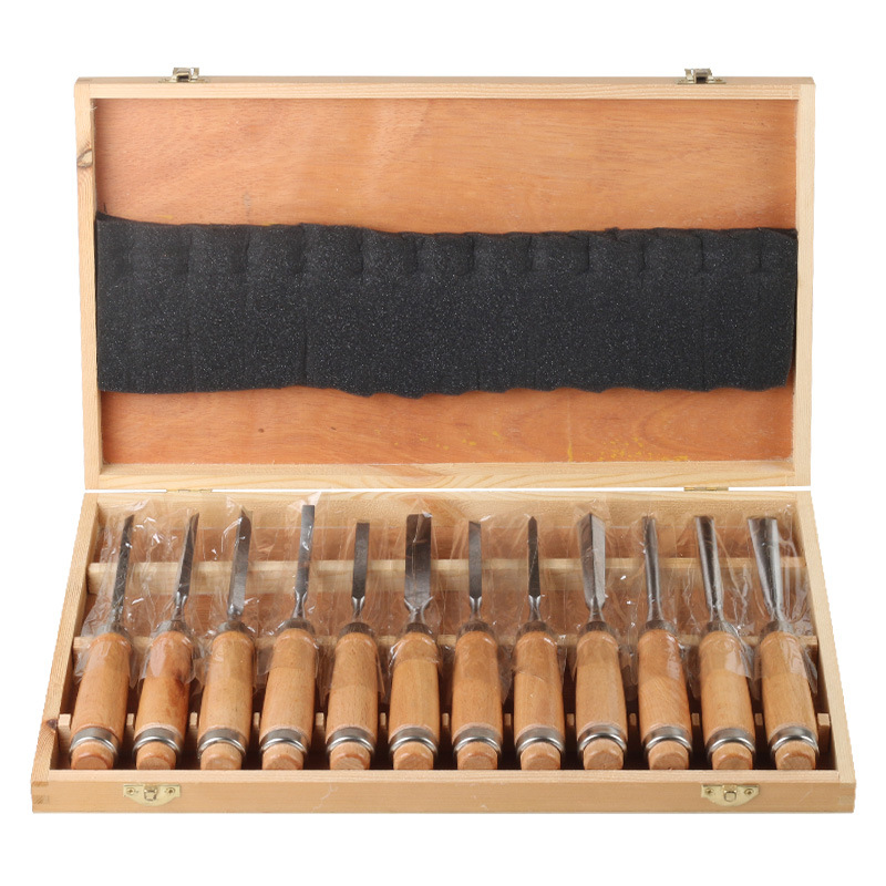 12件套红木雕花凿 平凿木工凿雕刻刀木工工具出口跨境专供12PCS凿