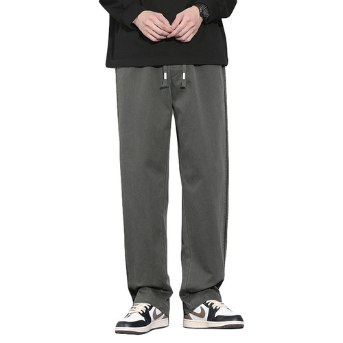 Premium Men's Fashion Trendy Tapered High Street Versatile Wide Leg Pants Lyocell Striped Floor-Length Casual Pants Men Autumn/Winter New Arrival