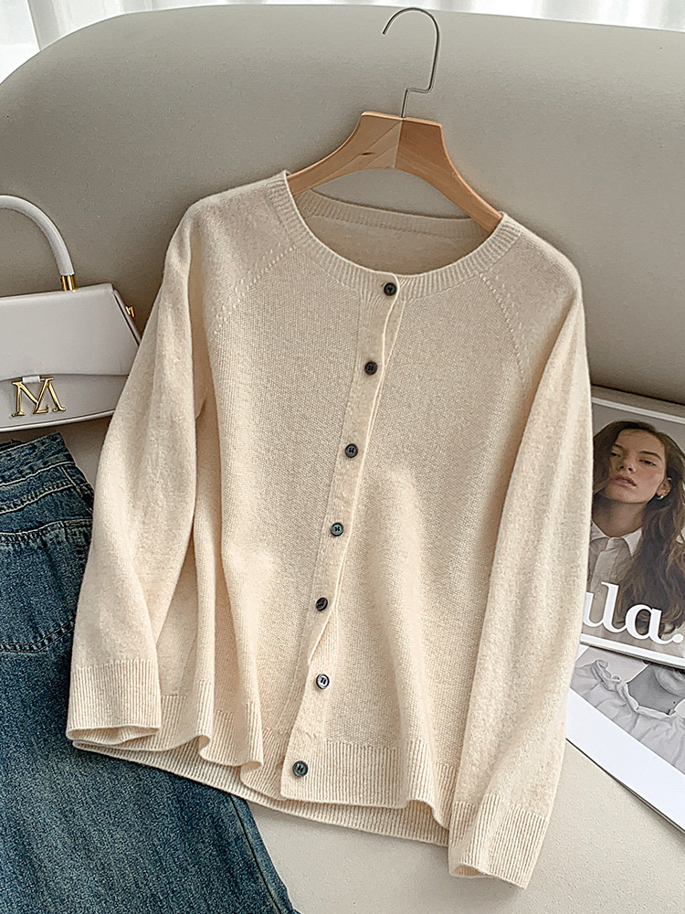 Endi wool cashmere cardigan women's autumn and winter new high-grade fashionable temperament inner knitted bottoming shirt top