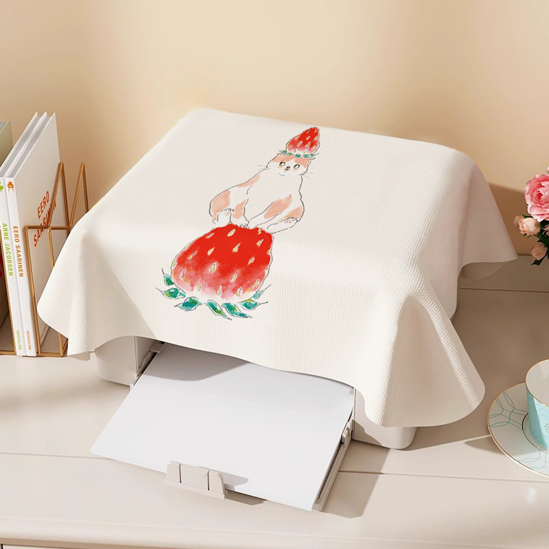 Cartoon Fun Cat Pattern Printer Dust Cover Grey Cloth Refrigerator Dust Cover Cloth Air Fryer Dust Cover