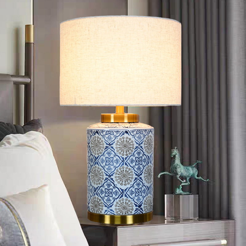 新中式景德镇陶瓷台灯酒店民宿别墅美式客厅卧室床头台灯一件代发