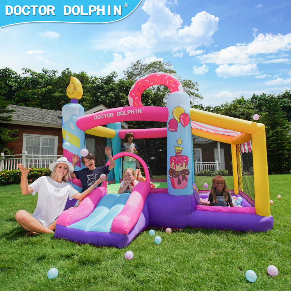 Castillo Inflable Infantil Doctor Dolphin, Mini Casa, Trampolín Pequeño, Tobogán, Área de Juegos Interior, Castillo Inflable