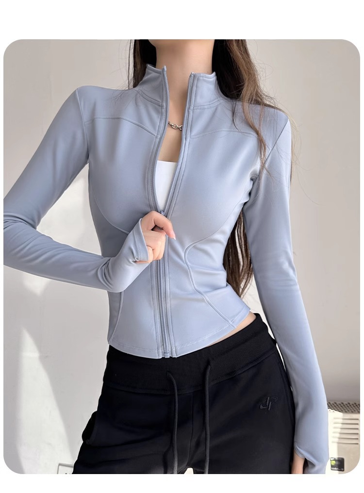 Fleece Quick-Drying Yoga Jacket Pilates Fitness Skinny Top Fitness Suit Women_desvips.com