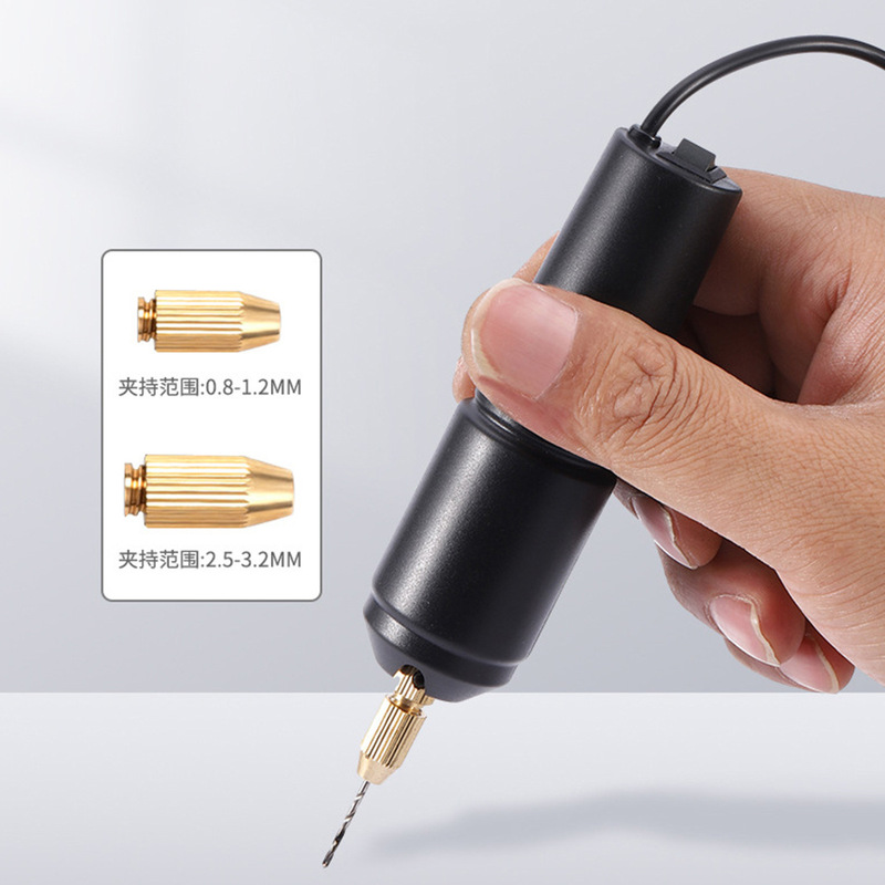 跨境供应360型黑色usb迷你小电钻硅胶滴胶水晶珍珠打孔机微型电磨|undefined