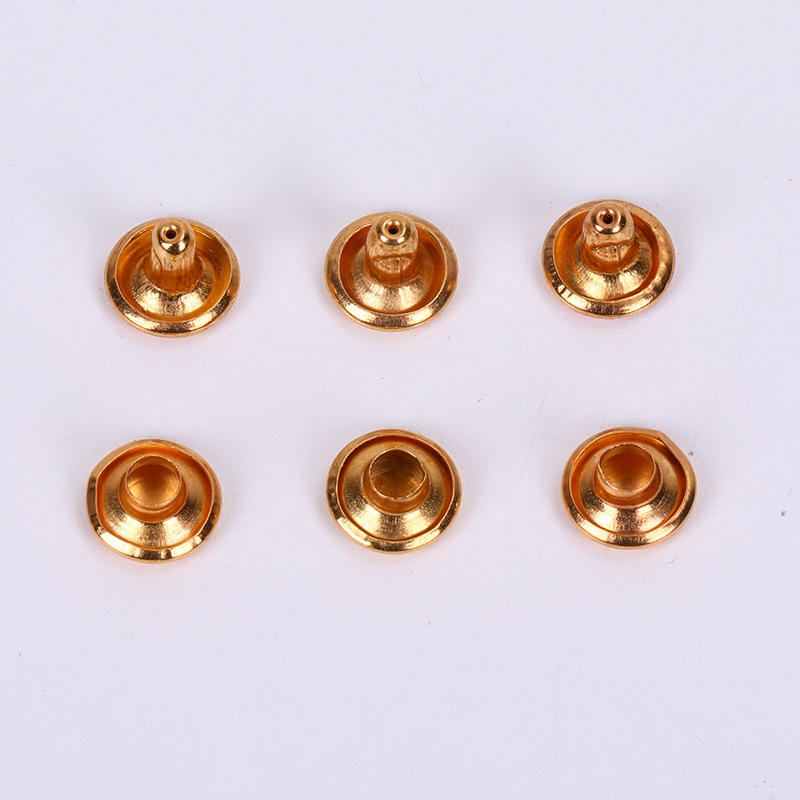Remaches metálicos de imitación oro de doble cara, correas para bolsos, accesorios para cinchas, botones a presión, botones para ropa y bolsos de cuero, tachuelas redondas.