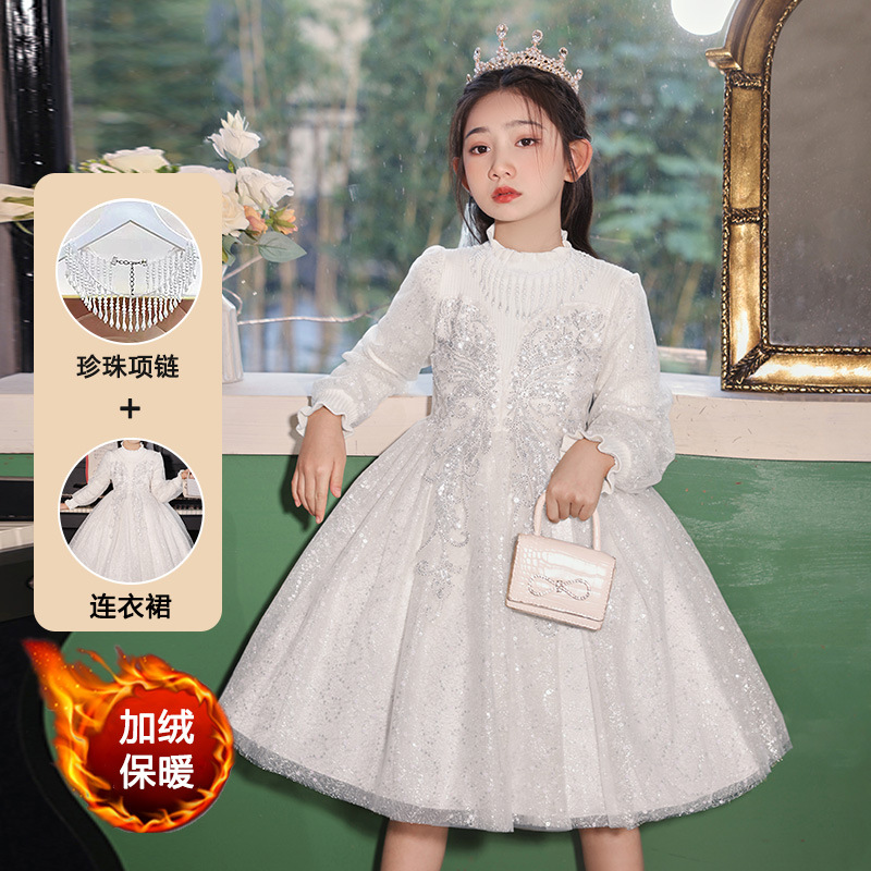 Niña invierno nuevo vestido de lana vestido de princesa vestido de niña vestido de boda de cumpleaños