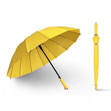 黄色长柄伞14骨加固结实抗风雨伞学生高颜值纯色简约半自动直杆伞