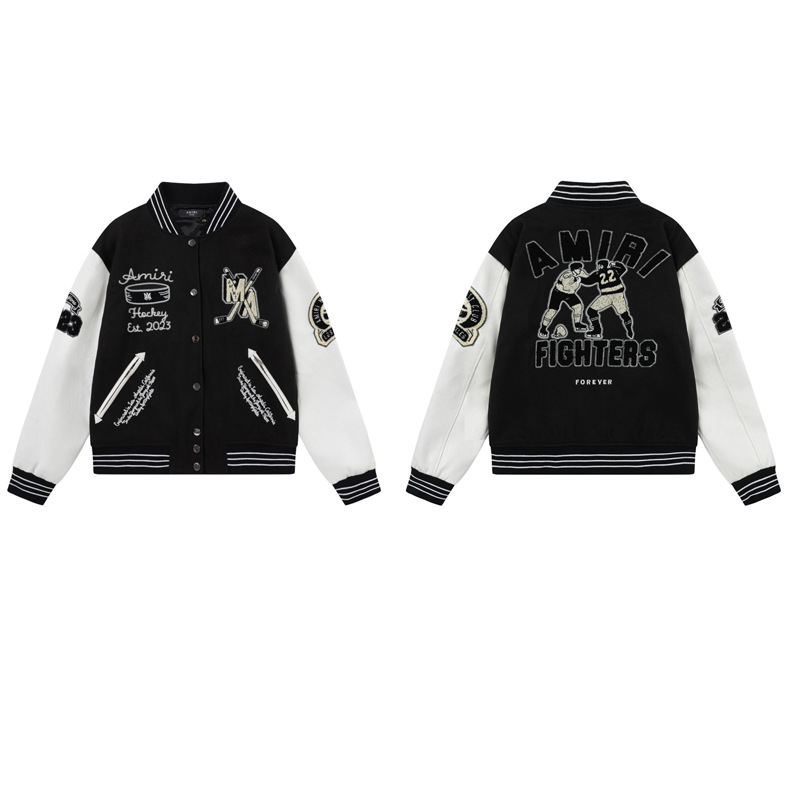 Versión correcta JBAMIRI hueso bordado impresión piloto chaqueta casual de los hombres y las mujeres uniforme béisbol invierno