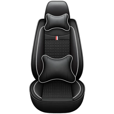 Silk Four-Season Universal Car | Four Seasons Pad - black-and-white-luxury-version-single-seat-general