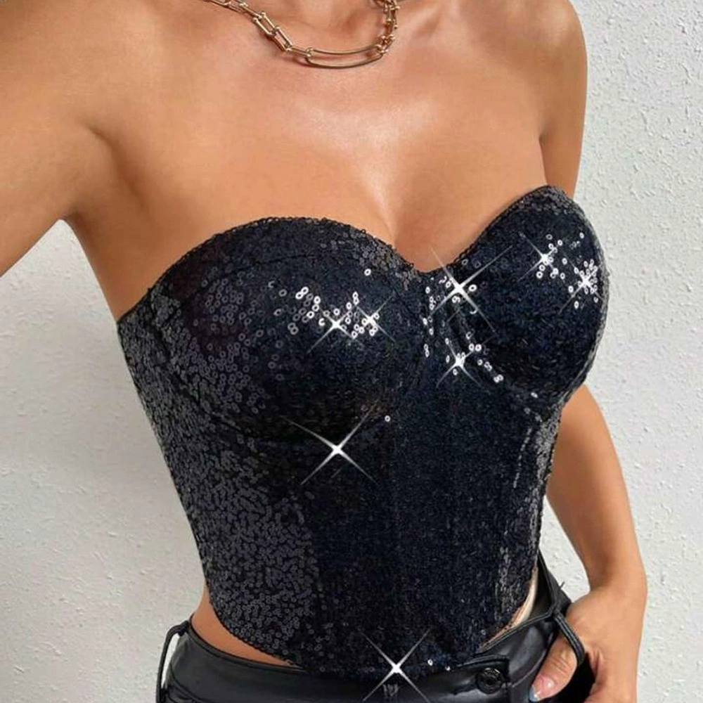 Корсет Noble Q01290 2025 новая модель эксклюзивный для slim-fit подтягивающий с открытым пупком на молнии и пайетками для коррекции фигуры