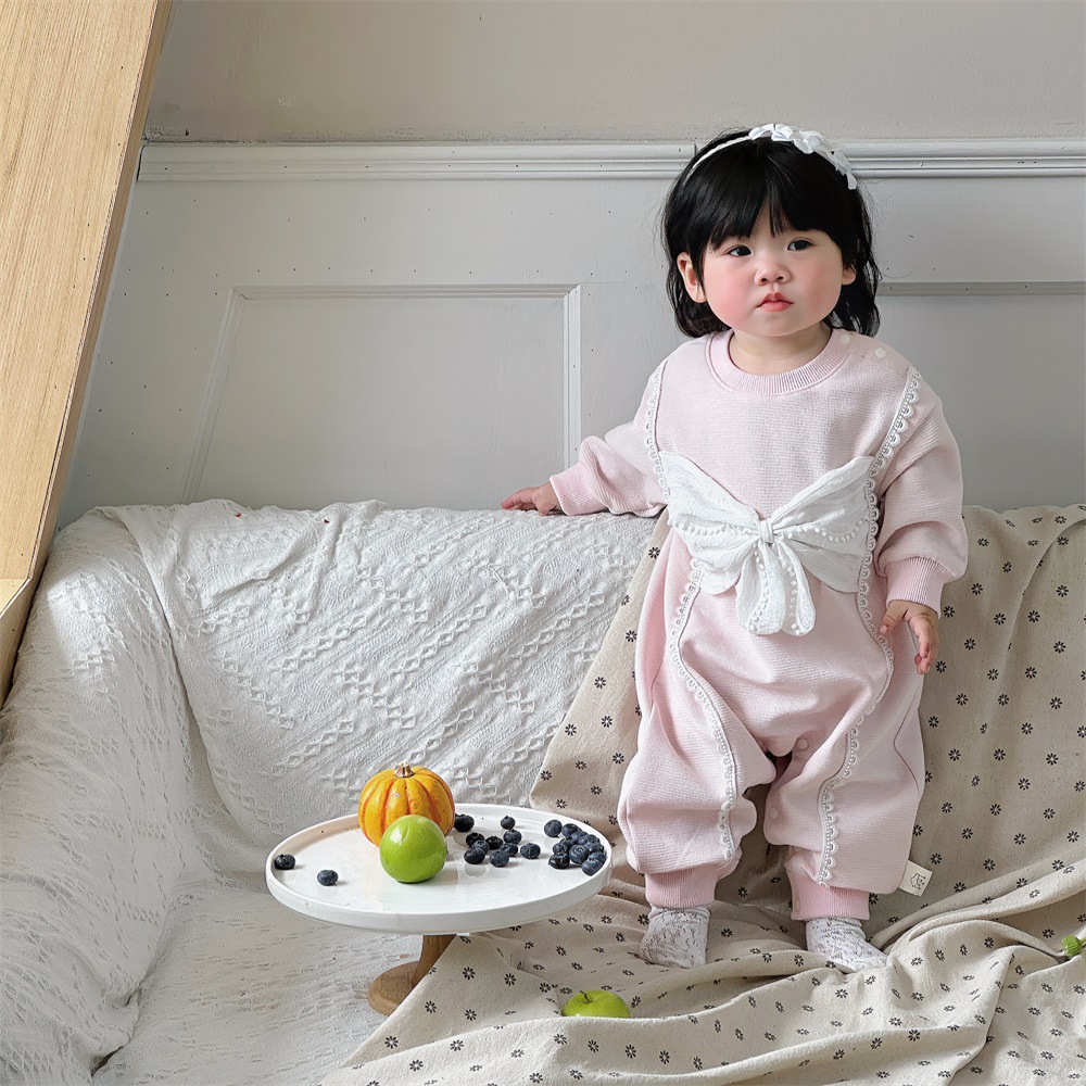 2025 primavera lazo de una pieza de escalada larga bebé recién nacido princesa mameluco lindo súper lindo