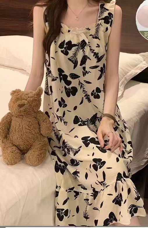 Verano nuevo pijama de algodón mujer burbuja arrugada lindos dibujos animados dulces flores literarias pijama casero al por mayor