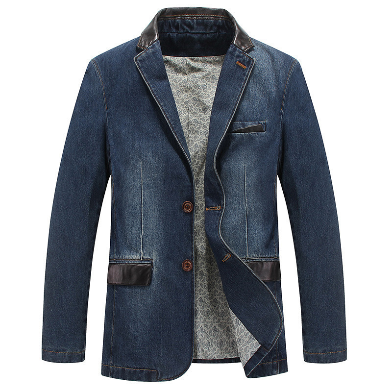 2021 Amazon Denim Suit Men's Casual Fashion Loose Large Size Jacket Coat Spring and Autumn Trendy Small Suit