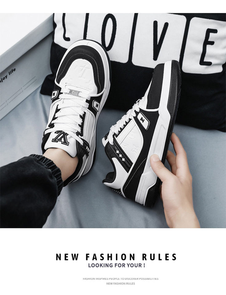 Giày sneaker nam cổ thấp đế dày phối màu, giày thể thao casual dây buộc — G8212 màu trắng, G8212 màu vàng lúa mì, G8212 trắng đen chi tiết 17