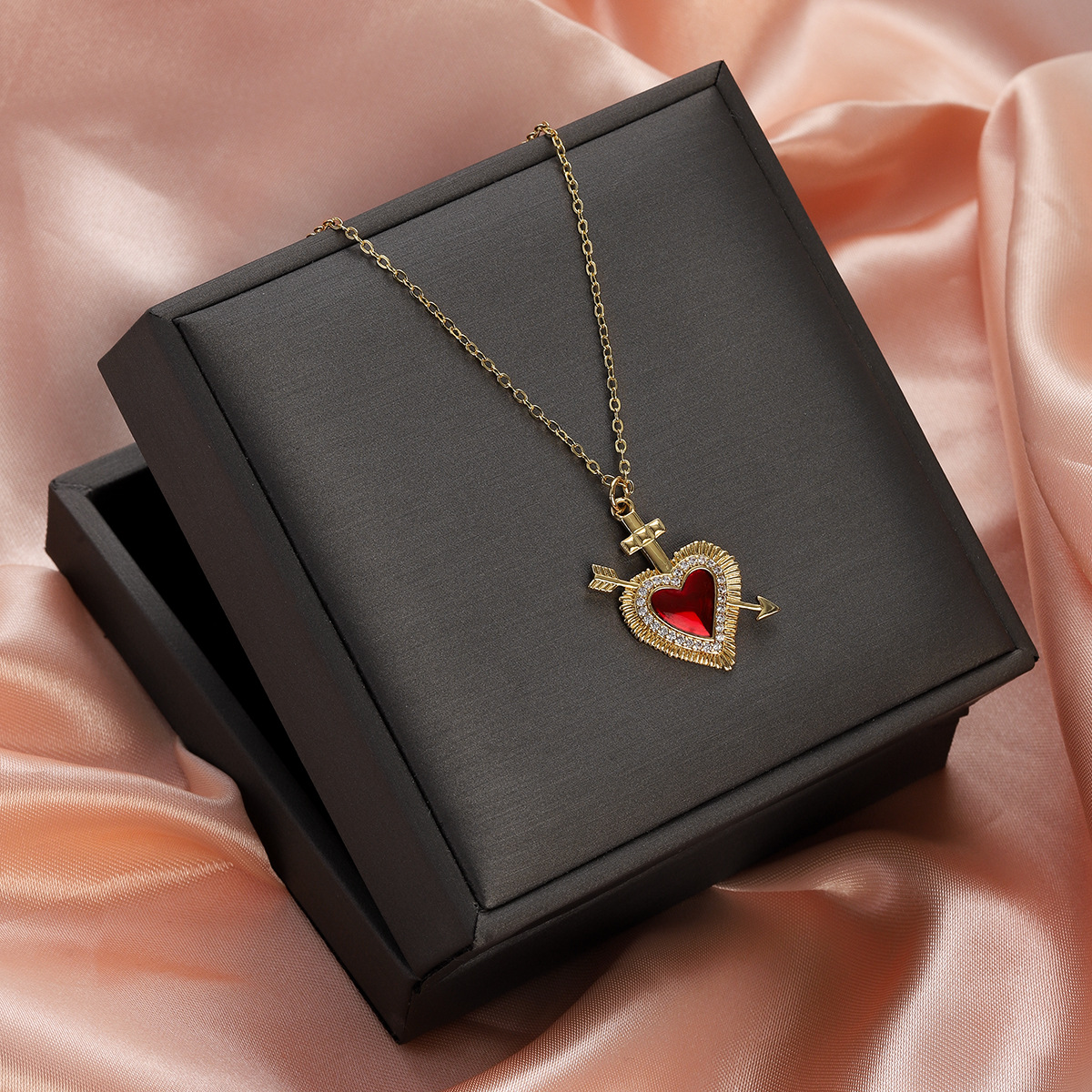 17g Weight Pendant, Chain Jewelry Making Type Copper Chain Material 1 Piece Quantity Holiday, Street Occasion Copper Material Heart Shape Pattern Unisex Gender Plating Design Retro, Simple Style Style 1 Piece Copper Heart Shape Pendant Chain 31