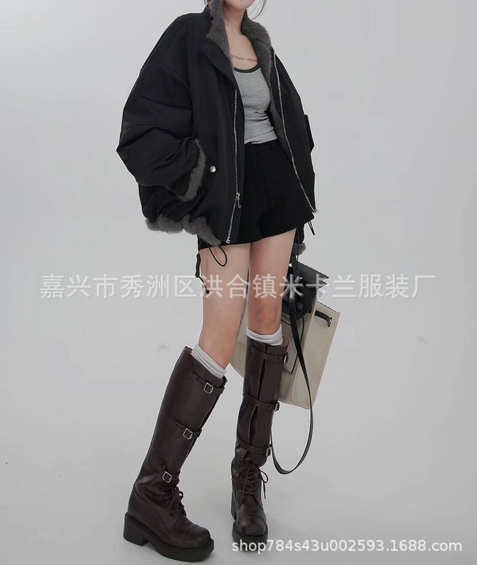 正反两面穿皮草真毛高端时尚2025爆款宽松韩系毛毛复古百搭外套|undefined