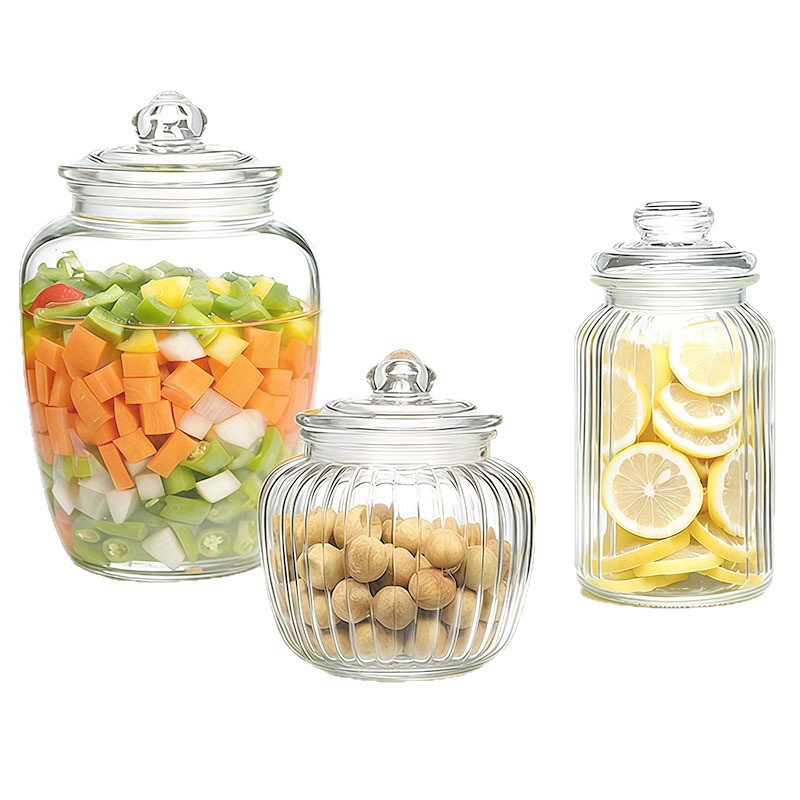 Fábrica directa botella de vidrio transparente sellado latas de almacenamiento de alimentos domésticos granos maceta de té maceta de pickles maceta de pickles image 6