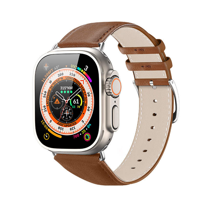 Adecuado para Apple correa de cuero applewatch correa de reloj de negocios primera capa de piel de vaca correa de muñeca impermeable a prueba de sudor