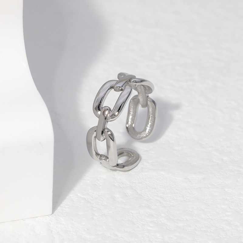 Fashion Solid Color Stainless Steel Chain Open Ring 1 Piece