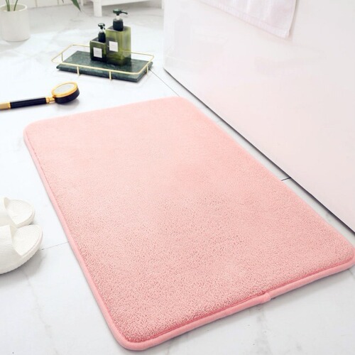 Carpet solid coral plush mat with thick memory foam anti-slip foot mat bathroom water-absorbent quick-dry door mat