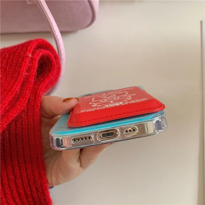 Яблоко, синий брендовый iPhone14 Pro, держатель для карт, кошелек, совместимый чехол, iPhone13, iPhone12 Pro, Южная Корея, с милыми мишками, 15, 15promax, 12