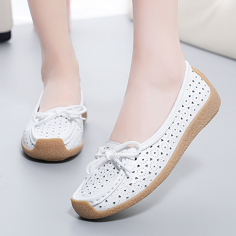 Women's Shoes Summer Hollow-out Breathable Shoes Women's Single-layer Shoes 2025 New Flat All-match Hole Soft Sole Comfortable Casual Women's Shoes
