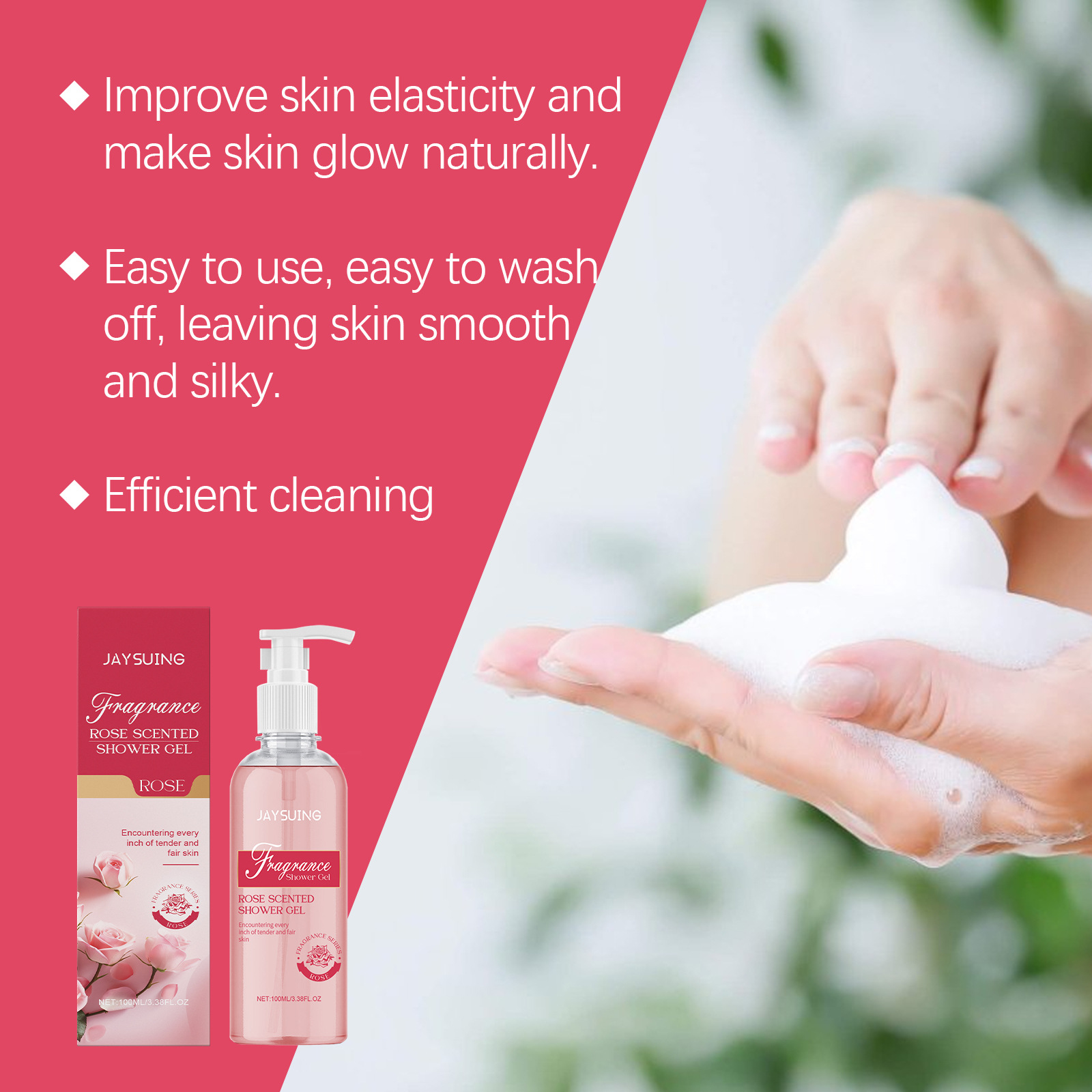 Ladies Rose Fragrance Body Wash, Fragranza da bagno Detergente Corpo Ladies Bathing Detergente Rinfrescante_voghion.com