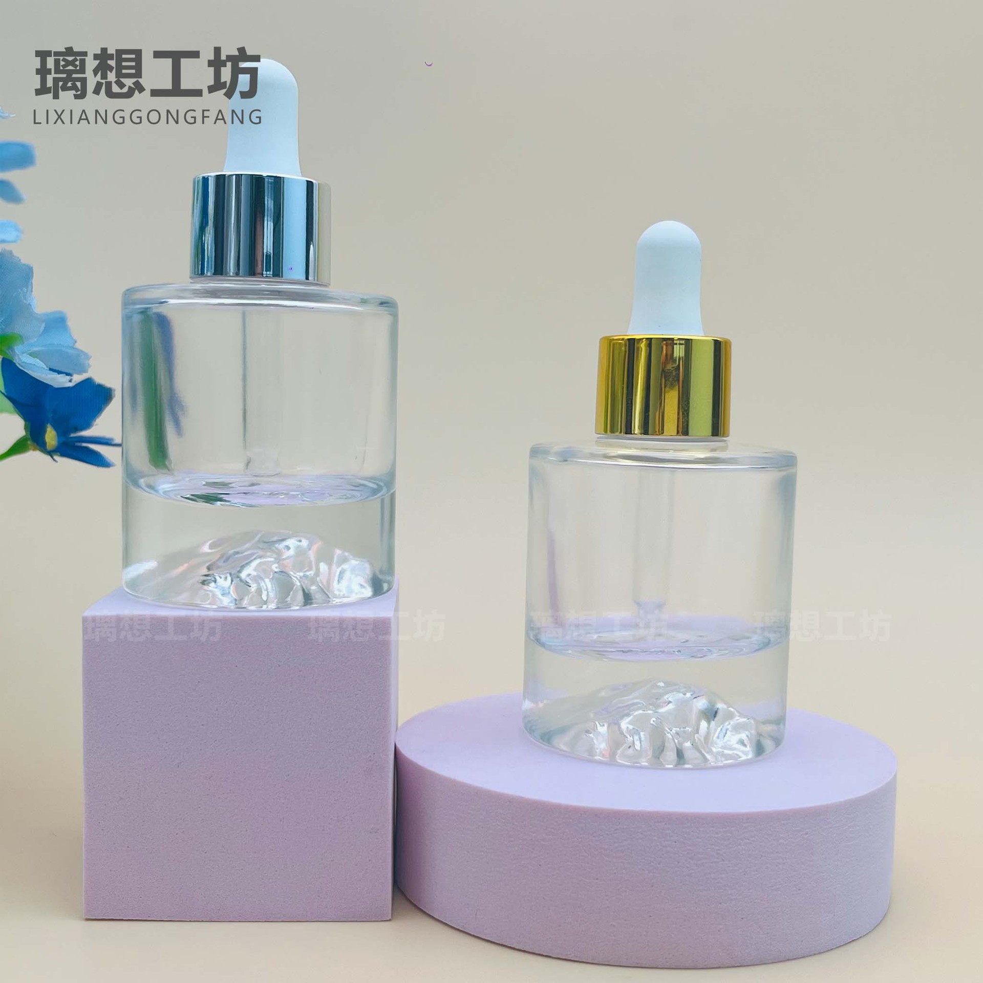 新款现货火山底 30ml 滴管精油瓶 直圆 平肩玻璃瓶 精华液分装瓶