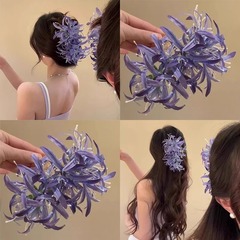 楊冪同金彼岸花頭飾りヘアクリップ2025夏新作サメクリップ漢服髪飾り古風クリップ