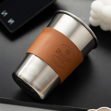 304不锈钢水杯轻奢男士啤酒杯户外露营咖啡杯子女带隔热套洗漱杯