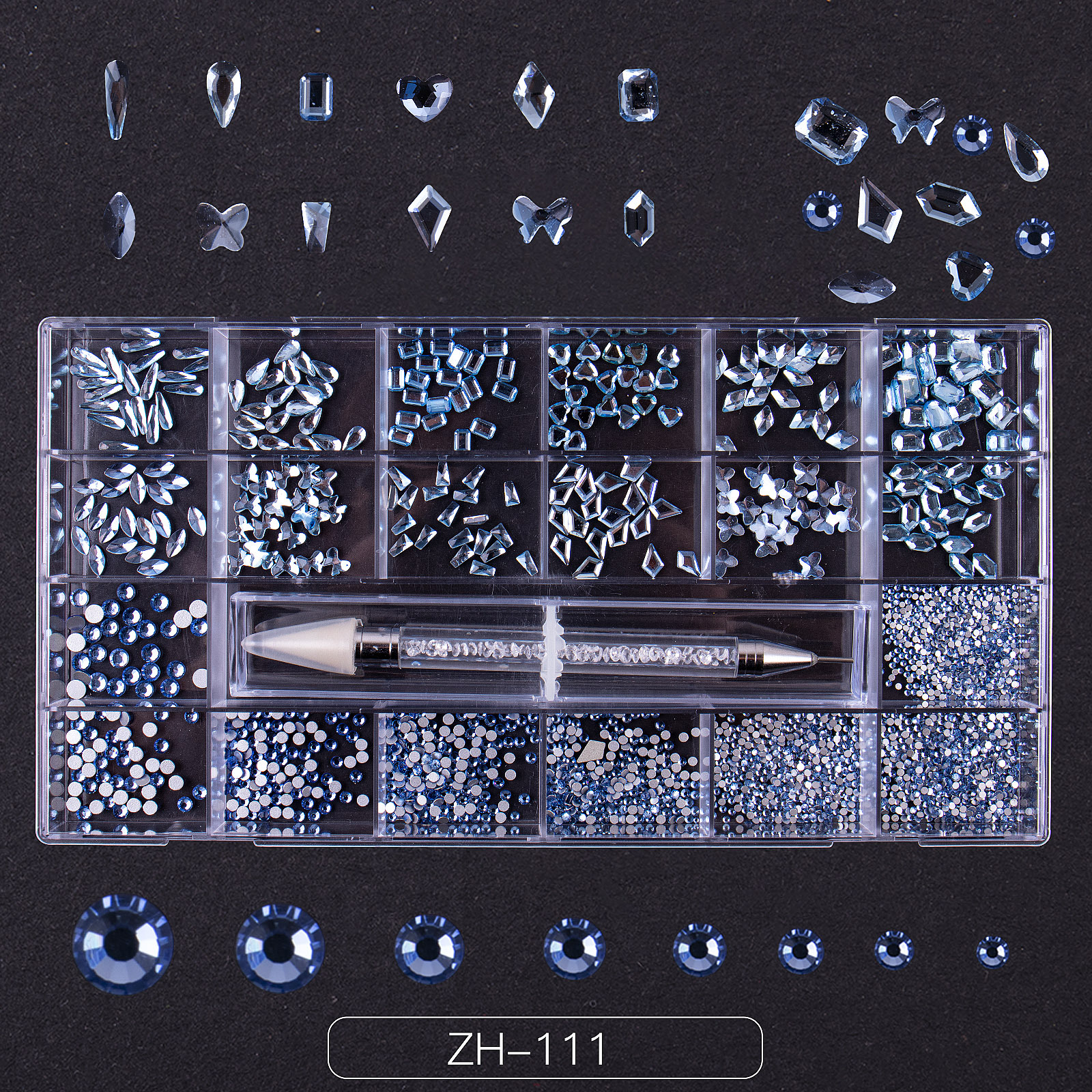 Transfronterizo nuevo clavo 21 rejilla rhinestone clavo taladro plano especial en forma de diamante clavo rhinestone uñas traje de la joyería al por mayor