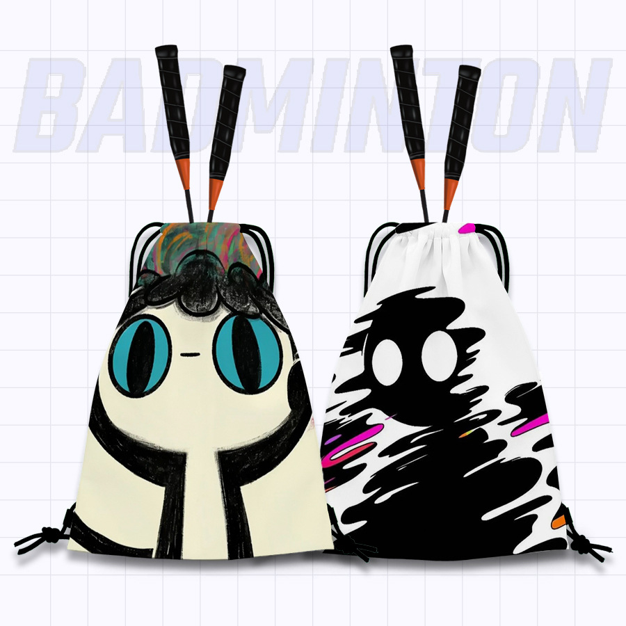 Colorful Graffiti Badminton Racket Bag, Badminton Backpack, Portable Drawstring Badminton Racket Storage Bag