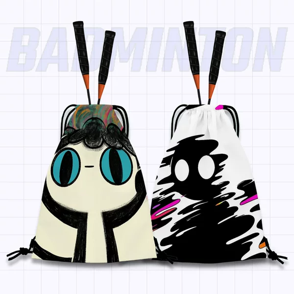 Colorful Graffiti Badminton Racket Bag, Badminton Backpack, Portable Drawstring Badminton Racket Storage Bag