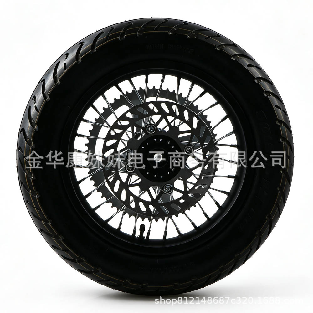90/90-12 motorcycle rear wheel, equipped with a 190 brake disc and a 420-60 inner tube, replacement part for off-road motorcycles