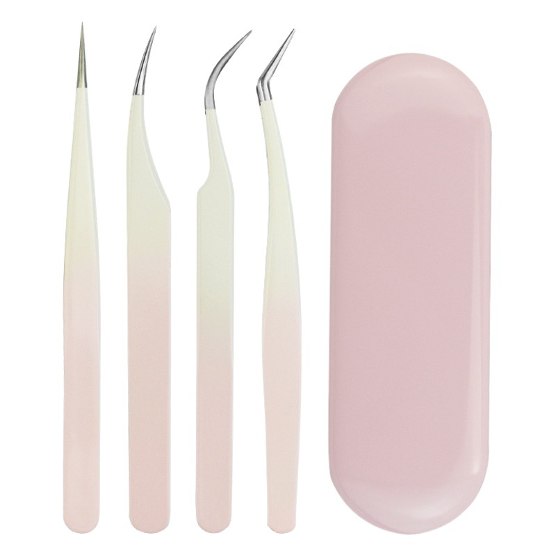 Stainless Steel Gradient False Eyelash Tweezers Grafting Clip Kind Eyelash Gold Feather Clip Dolphin Clip Bite Close and Durable