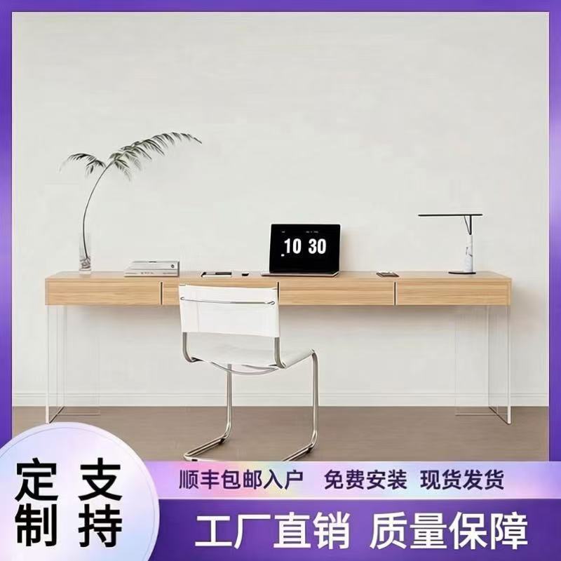Solid Wood Acrylic Floating Desk with Drawers, Simple and Stylish Desk for Home Computer Study, Designer Style Desk Solid Wood Acrylic Floating Desk with Drawers, Simple and Stylish Desk for Home Computer Study, Designer Style Desk