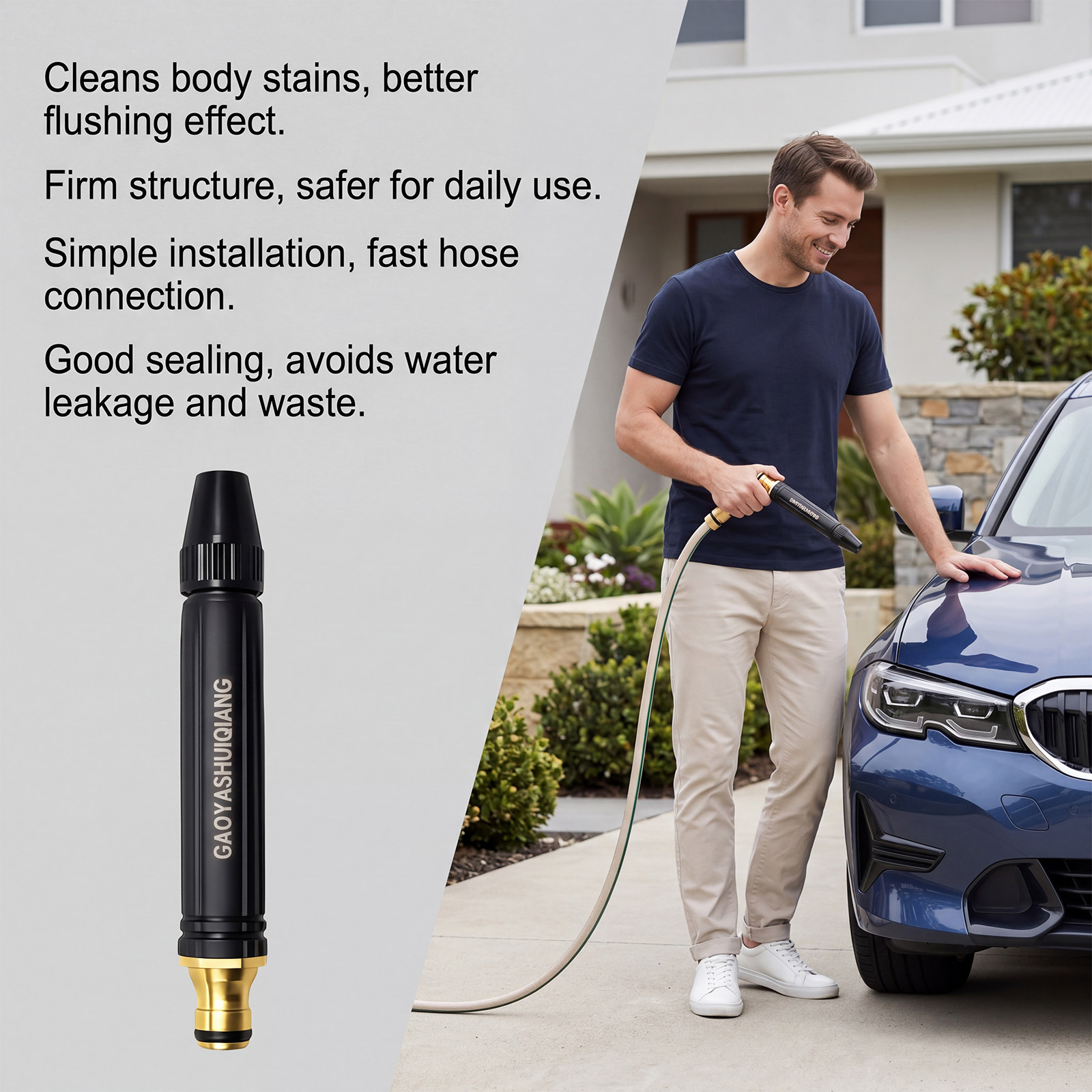 High-Pressure Car Wash Water Gun for Daily Household Use, Cleaning Car Residue and Stains, Portable High-Pressure Water Flow Car Wash Water Gun