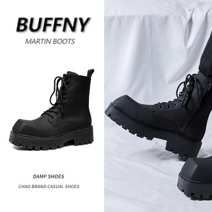 High-top platform side zipper fashion square toe Martin boots men's 2023 autumn and winter New Youth fashion High Street fashion boots