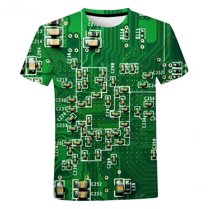 Summer Popular Circuit Board Pattern Men's T-Shirt Casual Electronic Chip Creative Round Neck Plaid Short Sleeve Top Summer Popular Circuit Board Pattern Men's T-Shirt Casual Electronic Chip Creative Round Neck Plaid Short Sleeve Top