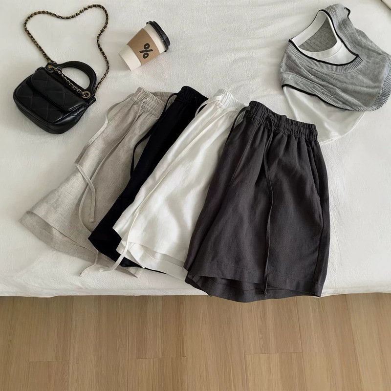 Plus Size 120kg Casual Shorts for Women, Korean Style A-Line Wide-Leg Pants, Summer Versatile Loose Fit, Wholesale Cross-Border Solid Color Trendy