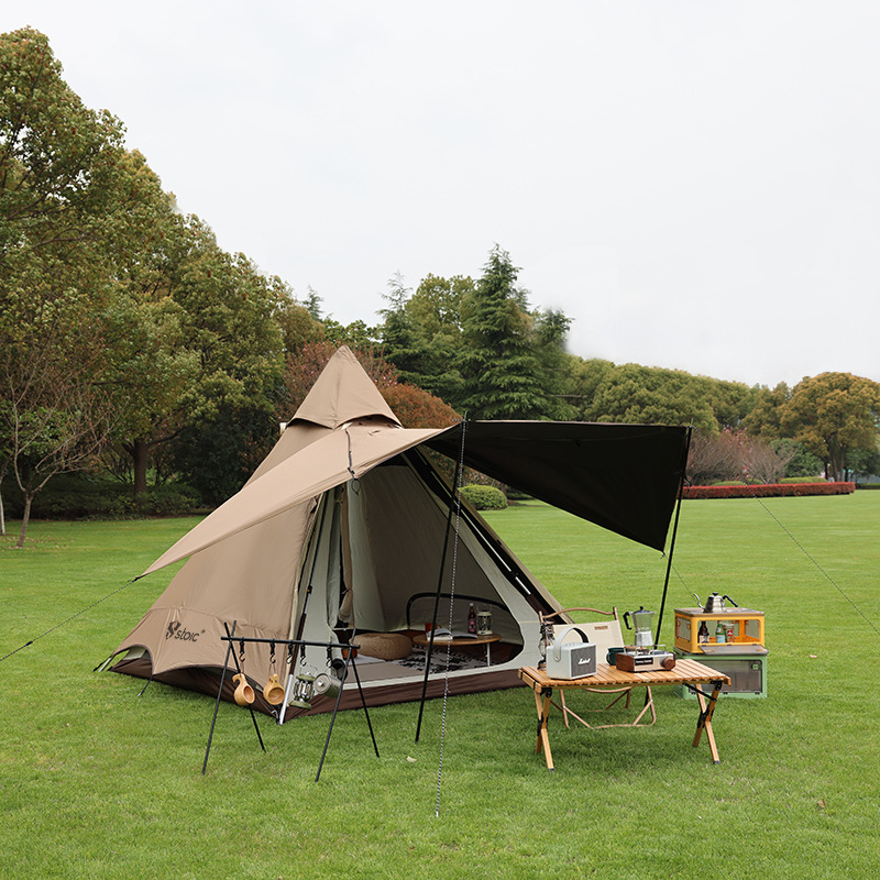 Tent Outdoor Camping Full-automatic Quick-opening Black Glue Indian Double-layer Thickened Sunshade Sun Protection and Rainstorm Protection Pyramid