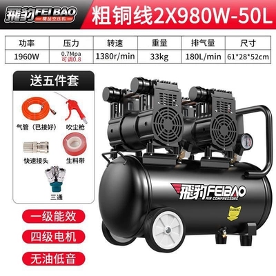 Small Oil-Free Silent Air Compressor | Hava kompressorları - all-copper-motor-980x2-double-head-steam