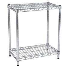 两层镀铬线网置物架车间阳台收纳杂物金属整理货架移动储物架带轮