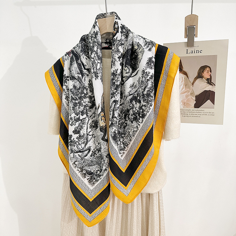 Personalidad coreana de impresión de estepa del león de estilo de alta calidad 90 personaje bufandas decorativas profesionales