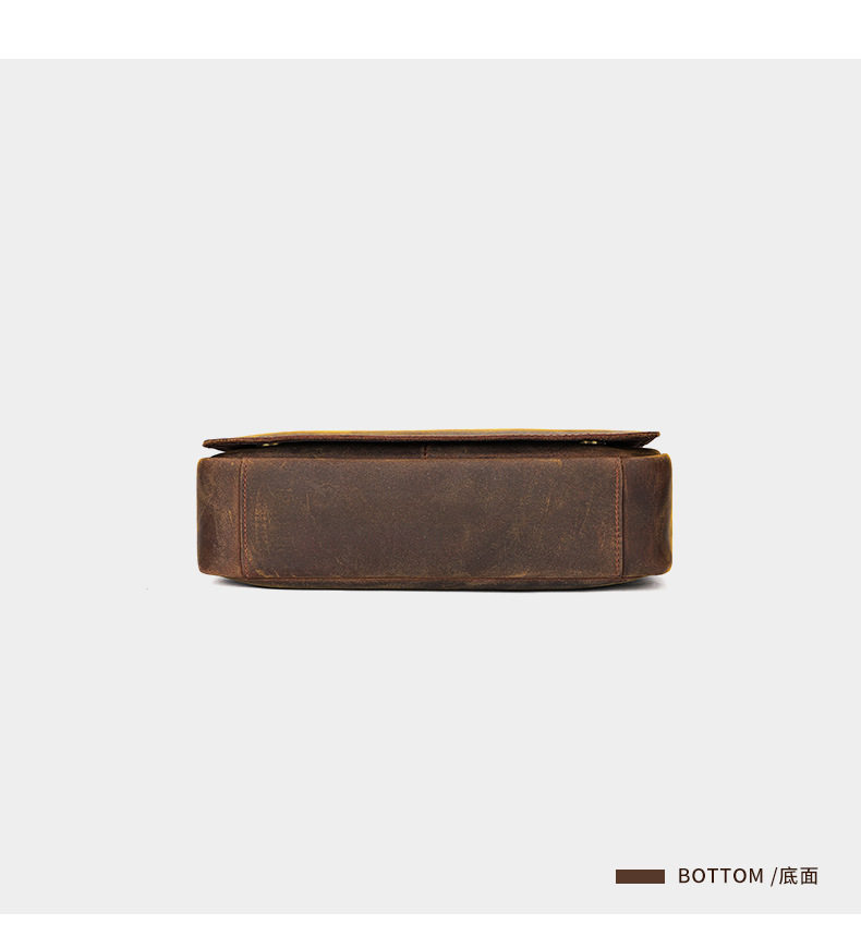 Túi đeo chéo nam da thật da ngựa điên , đựng vừa máy tính bảng 9 inch — Màu cà phê, Màu nâu nhạt chi tiết 23
