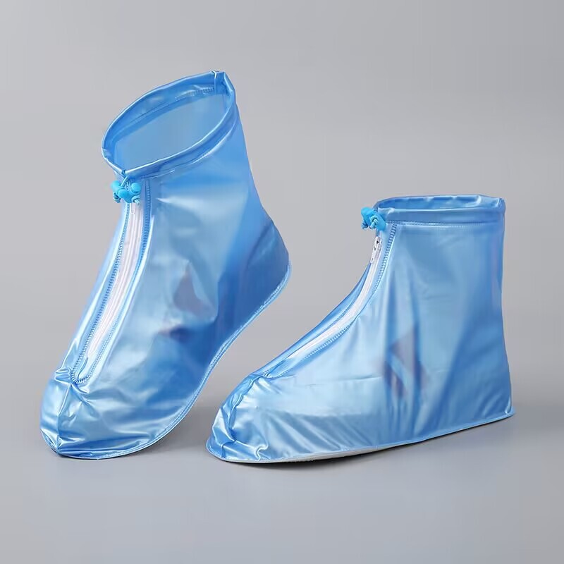 Zipper PVC rain shoe cover for men and women outdoor travel shoe cover non-slip thickened wear-resistant waterproof rain shoe cover wholesale