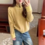 立领秋冬季条纹新款毛衣
