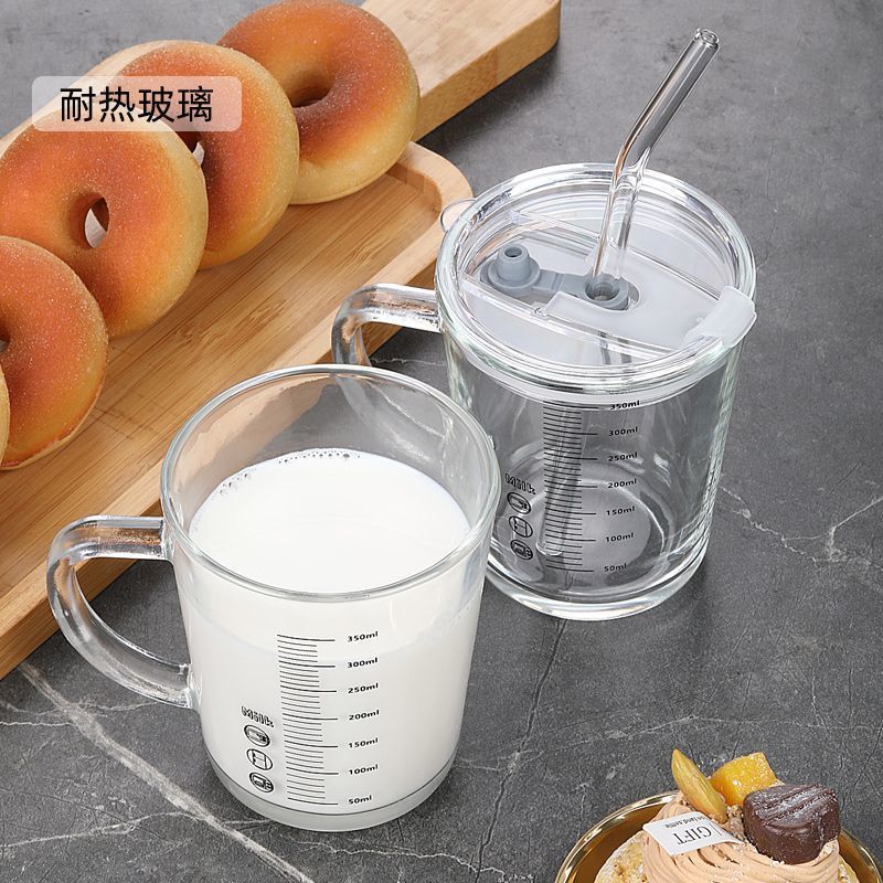 食品グレードのガラス製ウォーターカップ、電子レンジ対応、ストロー目盛り付き子供用特別飲料粉ミルクカップ|undefined