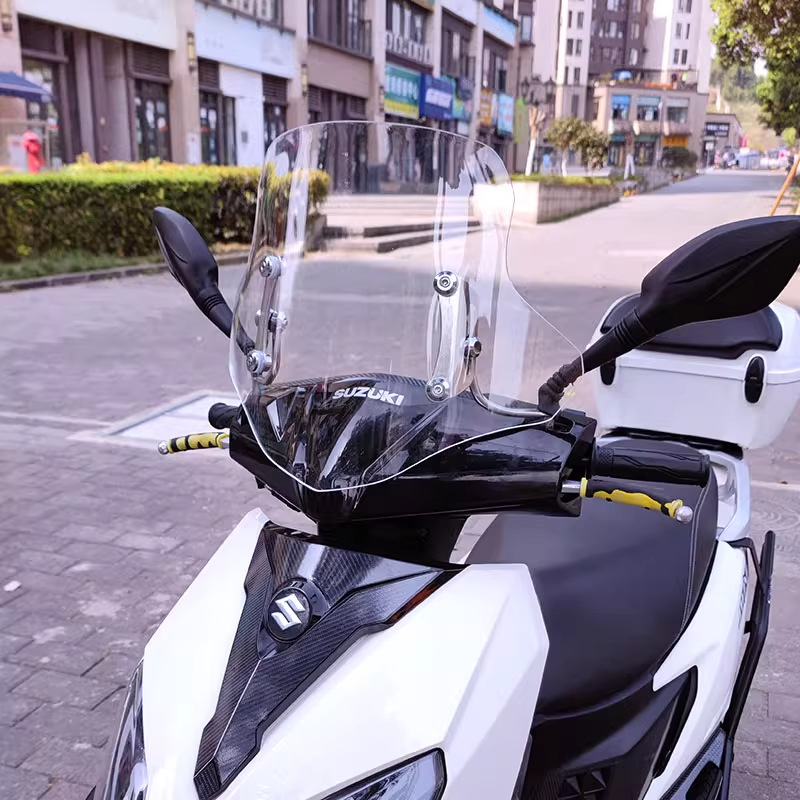 Suzuki Windshield for Haojue AFR125 Scooter Suzuki UY125 (Motorcycle front windshield) - transparent-35-high-stainless-steel-bracket-adjustable